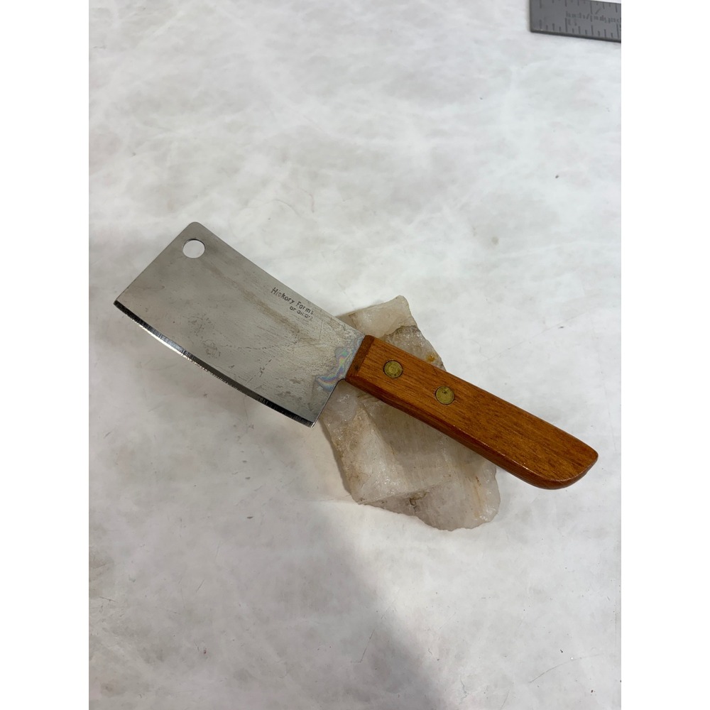 Hickory Farms of Ohio Mini Cheese Cleaver Stainless Steel Wood Handle 3 inch